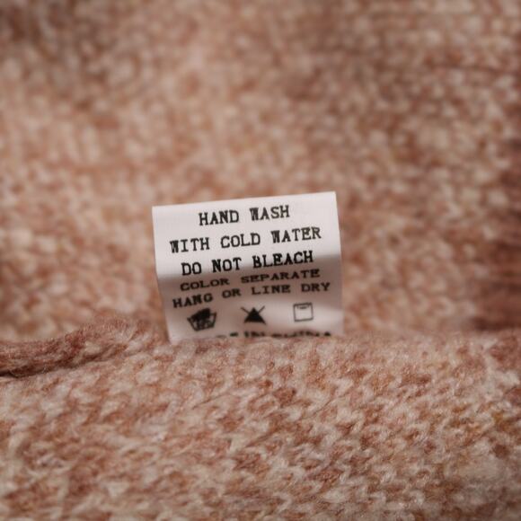 Debut Geometric Tan Cream Cropped Button Front Knit Sweater Cardigan Size M - Picture 10 of 11